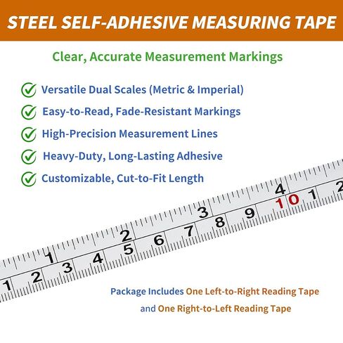 2-Pack Steel Self-Adhesive Measuring Tape, Imperial & Metric Stick-on Ruler, Left to Right and Right to Left Reading Tape Measure for Woodworking, Workbench, Table Saw, Drafting Table, 400cm/157Inch in Saudi Arabia