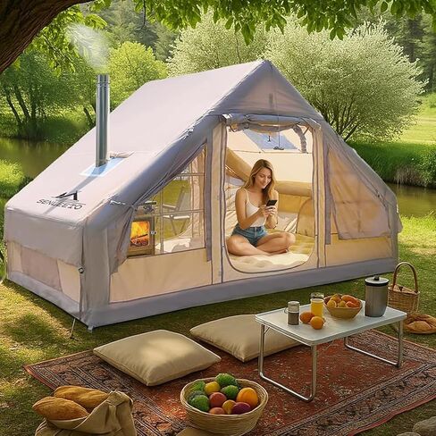 Inflatable Tents for Camping, Large Inflatable Camping Tent with Hand Pump, Easy Setup Tents for 4-6 People, Portable Glamping Tent in Saudi Arabia
