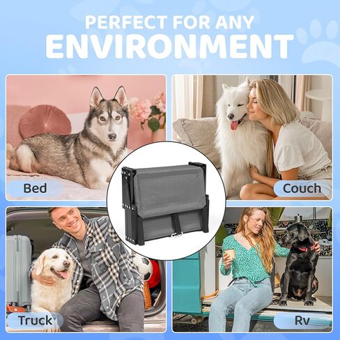 Dog Stairs for Trucks & SUVs – Foldable, Portable Pet Ramp for Large Dogs, Non-Slip Steps Supports Up to 250 lbs in Saudi Arabia