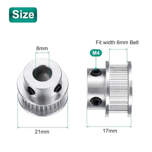 uxcell 4pcs GT-2 30T Pulley Synchronous Wheel 8mm Bore, Aluminum Timing Pulley 30 Teeth, Fit Width 6mm Timing Belt for 3D Printer CNC Machine in Saudi Arabia