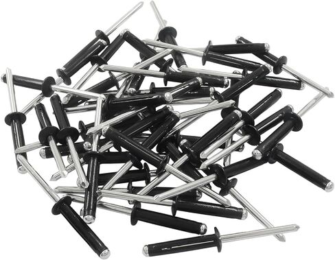 مسامير من الألومنيوم ذات رأس كبير ثلاثي الطي مقاس 3/16 بوصة × 4/5 بوصة، برشام أسود متفجر من الألومنيوم الصلب ثلاثي القبضة لقوارب الكاياك والقوارب البحرية وإصلاح السيارات (50 قطعة) in Kuwait