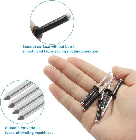 مسامير من الألومنيوم ذات رأس كبير ثلاثي الطي مقاس 3/16 بوصة × 4/5 بوصة، برشام أسود متفجر من الألومنيوم الصلب ثلاثي القبضة لقوارب الكاياك والقوارب البحرية وإصلاح السيارات (50 قطعة) in Kuwait
