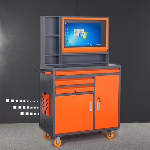 Industrial Computer Cabinet with Wheels, 28.3L x 16.5W x 59H inches, Mobile CNC Tool Storage Station in Kuwait