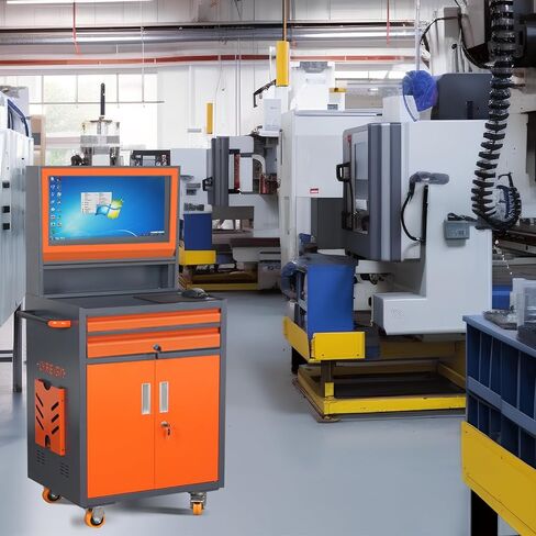 Industrial Computer Cabinet with Wheels, 28.3L x 16.5W x 59H inches, Mobile CNC Tool Storage Station in Kuwait