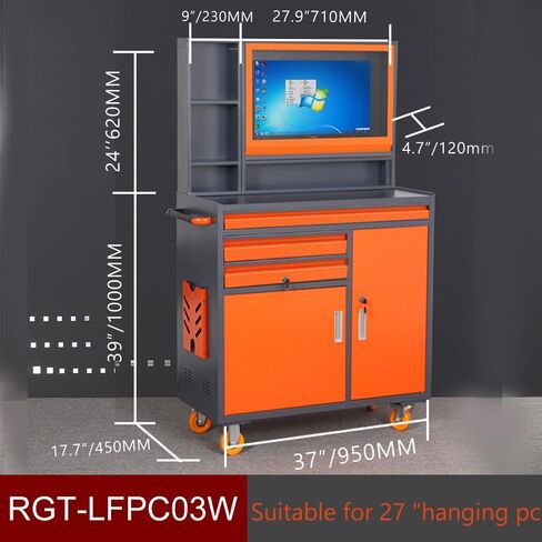 Industrial Computer Cabinet with Wheels, 28.3L x 16.5W x 59H inches, Mobile CNC Tool Storage Station in Kuwait