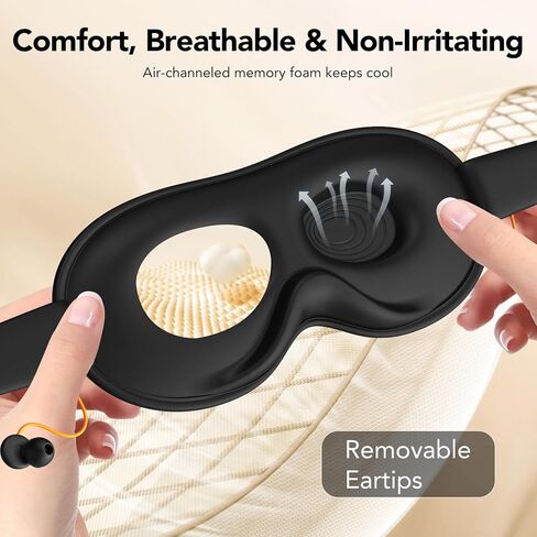 قناع نوم يحجب الضوء مع حزام قابل للتعديل، قناع عين ثلاثي الأبعاد للنوم، مناسب للنوم الجانبي للرجال والنساء، معصوب العينين بدون ضغط على العين للسفر والقيلولة in Kuwait