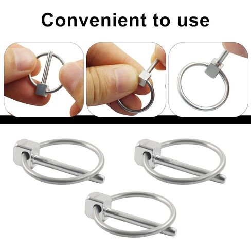 4 Pcs 304 Stainless Steel Linch Pin with Ring, 1/8" x 1" Heavy Duty Lynch Pins for Trailers, Trucks, Tractors, Lawn Mowers & Agricultural Equipment in Kuwait