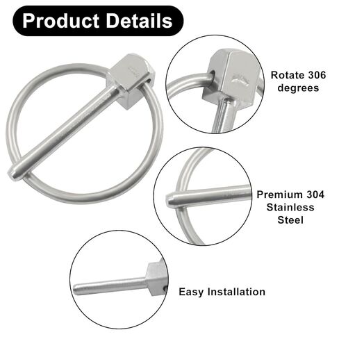 4 Pcs 304 Stainless Steel Linch Pin with Ring, 1/8" x 1" Heavy Duty Lynch Pins for Trailers, Trucks, Tractors, Lawn Mowers & Agricultural Equipment in Kuwait