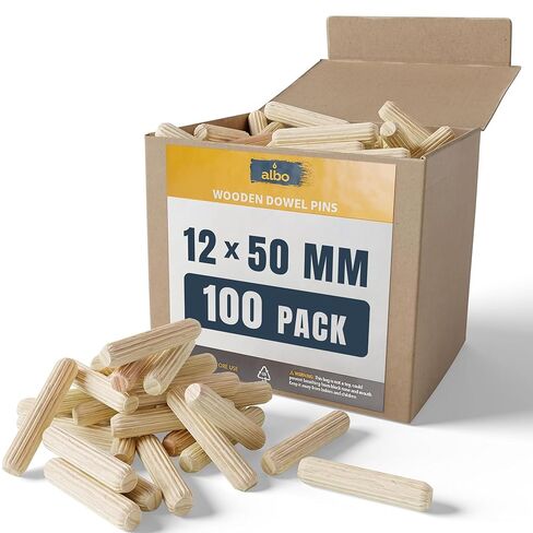 ALBO Wooden Dowel Pins 8mm x 50mm / 5/16" х 1.97 inch Fluted Wood Dowels Rods 200 Pack Hardwood Crafts Dowel Pegs in Saudi Arabia