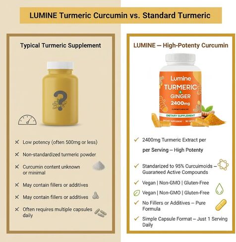 مكمل الكركمين الكركم من لومين، 2400 ملغ من مستخلص الكركم مع 95% من الكركمينويدات، نباتي، غير معدّل وراثيًا، خالي من الغلوتين (1 قطعة) in Kuwait