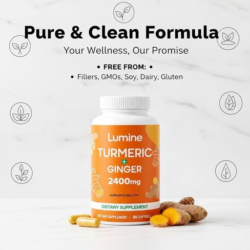 مكمل الكركمين الكركم من لومين، 2400 ملغ من مستخلص الكركم مع 95% من الكركمينويدات، نباتي، غير معدّل وراثيًا، خالي من الغلوتين (1 قطعة) in Kuwait