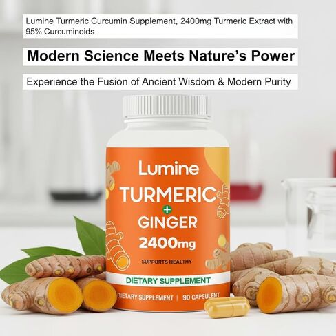 مكمل الكركمين الكركم من لومين، 2400 ملغ من مستخلص الكركم مع 95% من الكركمينويدات، نباتي، غير معدّل وراثيًا، خالي من الغلوتين (1 قطعة) in Kuwait