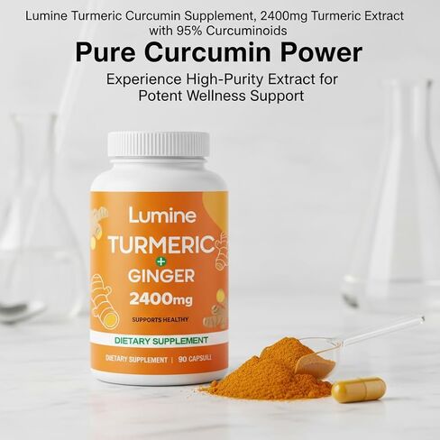 مكمل الكركمين الكركم من لومين، 2400 ملغ من مستخلص الكركم مع 95% من الكركمينويدات، نباتي، غير معدّل وراثيًا، خالي من الغلوتين (1 قطعة) in Kuwait