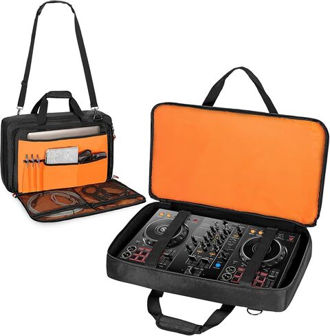حقيبة تحكم DJ من Rexmica متوافقة مع Pioneer DDJ-FLX4/ DDJ-400/ DDJ-SB2/ DDJ-SB3/ DDJ-REV1، حقيبة حمل مبطنة لوحدة التحكم DJ مع حجرة الكمبيوتر المحمول وجيوب الملحقات لخلاط DJ وكابل DJ in Saudi Arabia