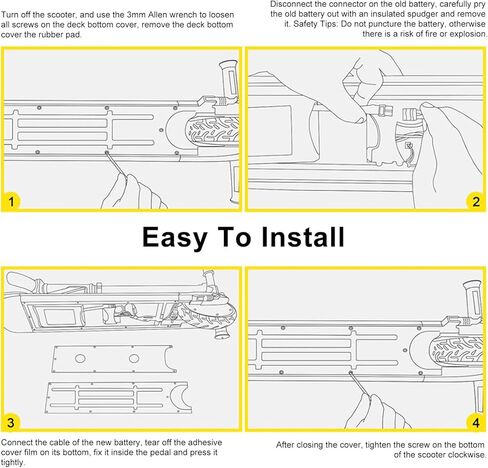 حزمة بطارية بديلة للسكوتر الكهربائي 21.6 فولت 2.5 أمبير متوافقة مع سكوتر كهربائي للأطفال SmooSat E9 / E9 Pro / E9 Apex، 54WH، الأبعاد: 1 × 2.75 × 4.75 بوصة Fu02 in Kuwait