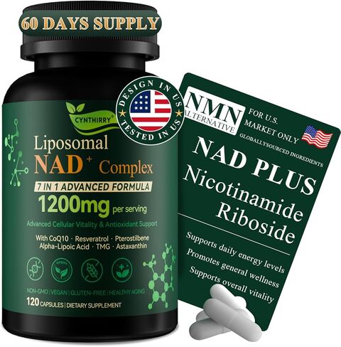 Liposomal NAD+ Supplement with Resveratrol, CoQ10 | Advanced Cellular Support, Nicotinamide Riboside NMN Replacement Premium Antioxidant & Energy in Saudi Arabia