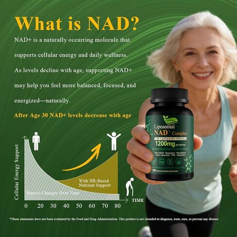 Liposomal NAD+ Supplement with Resveratrol, CoQ10 | Advanced Cellular Support, Nicotinamide Riboside NMN Replacement Premium Antioxidant & Energy in Saudi Arabia