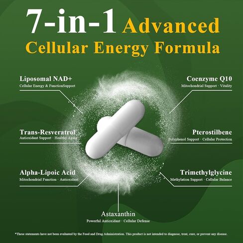 Liposomal NAD+ Supplement with Resveratrol, CoQ10 | Advanced Cellular Support, Nicotinamide Riboside NMN Replacement Premium Antioxidant & Energy in Saudi Arabia