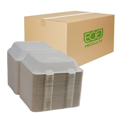 حاوية صدفية قابلة للتحلل مقاس 8 بوصات من Eco-Products، علبة بها 200 قطعة، صندوق طعام خفيف، ألياف مصبوبة بيضاء قابلة للتجديد، PFAS بدون إضافة، مقاومة للدهون والقطع، متوافقة مع ASTM، معتمدة من BPI in Saudi Arabia