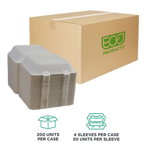 حاوية صدفية قابلة للتحلل مقاس 8 بوصات من Eco-Products، علبة بها 200 قطعة، صندوق طعام خفيف، ألياف مصبوبة بيضاء قابلة للتجديد، PFAS بدون إضافة، مقاومة للدهون والقطع، متوافقة مع ASTM، معتمدة من BPI in Saudi Arabia