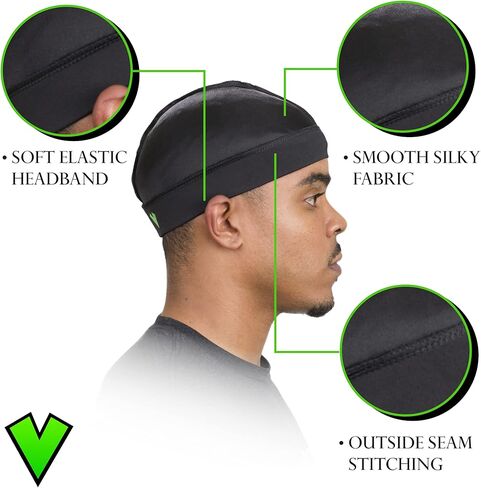 قبعة Veeta Superior Wave - نسيج حريري ناعم | الحد الأقصى لغطاء موجة الضغط | عصابة رأس مرنة ناعمة | خياطة التماس الخارجي in Kuwait