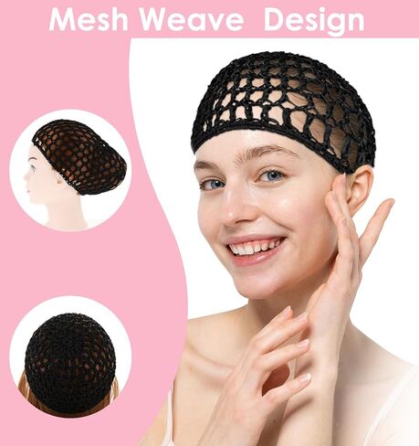 Hair Wrap Net for Silk Press, 2Pcs Comfortable Hair Wrap Cap for Sleep, Mesh Crochet Nets Reusable Elastic Cap for Sleeping Shower Makeup, Holds in Place All Night, Black in Kuwait