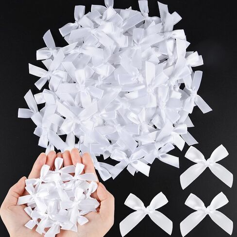 NEBURORA 100 Pcs Mini Pink Bows Small Satin Fabric Ribbons Bow with Dot Stickers for Gift Wrapping Cake Card DIY Crafts Wedding Party Decorations in Saudi Arabia