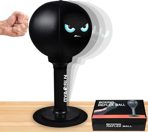 Desktop Punching Bag,Portable Strong Suction Cup Boxing Bag Speed Balls,for Home or Office Boxing Stress Relief Training,Fun Punch Gift for Kids or Adult or Coworker(Black) in Kuwait