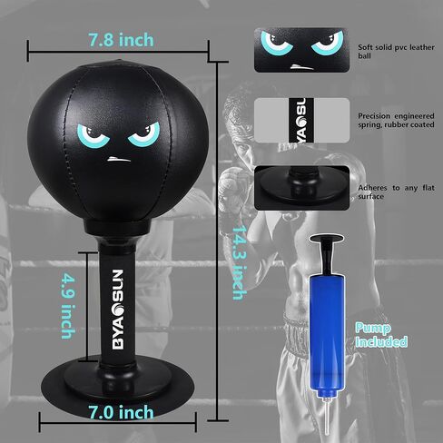 Desktop Punching Bag,Portable Strong Suction Cup Boxing Bag Speed Balls,for Home or Office Boxing Stress Relief Training,Fun Punch Gift for Kids or Adult or Coworker(Black) in Kuwait