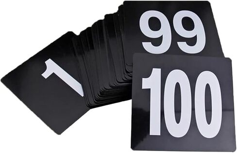 مجموعة أرقام الطاولة البلاستيكية وبطاقات المكان، عبوة من 100 1-100 أسود 3.9 × 3.7 بوصة in Kuwait