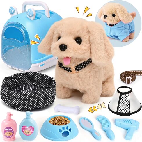 17pcs Robot Dog Toys for Girls Kids Boys 3-6, Realistic Interactive Robot Puppy Dog Plush Toys with Walk & Bark, Pretend Play Puppy Pet Care Playset, 3 4 5 6 Year Old Girl Birthday Gift Ideas in Kuwait