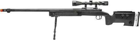 460 FPS MB17BAB Bolt Action Airsoft Sniper Rifle مع نطاق وBipod (اللون: أسود) in Kuwait