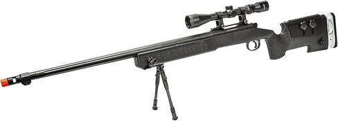 460 FPS MB17BAB Bolt Action Airsoft Sniper Rifle مع نطاق وBipod (اللون: أسود) in Kuwait
