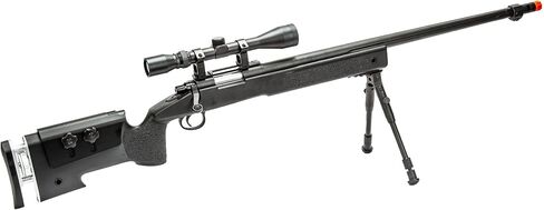 460 FPS MB17BAB Bolt Action Airsoft Sniper Rifle مع نطاق وBipod (اللون: أسود) in Kuwait