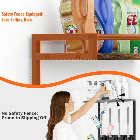 Broom Holder Wall Mount with Shelf Load 66LBS Broom and Mop Organizer Wall Hanging Broom Hanger with 4 Mop Hanger Grippers, 3 Hooks for Laundry Room, Garage, Utility Closet, Kitchen, 1 Pack in Saudi Arabia