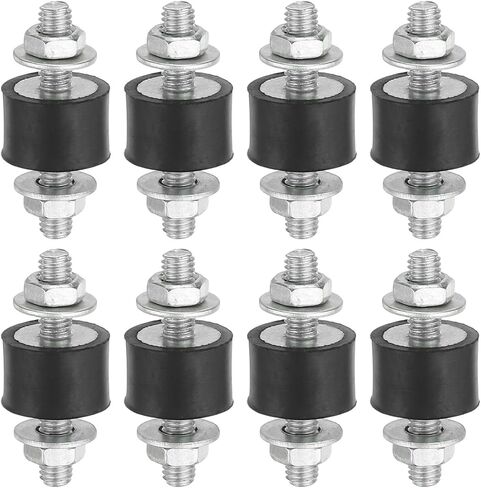 PATIKIL 15x20mm Rubber Studs Shock Absorber, 8 Pcs M6 Rubber Isolator Mounts Cylindrical Anti-Vibration Isolator Mounts with Nuts for Garage Motor Air Compressors Engines (VV Type) in Saudi Arabia