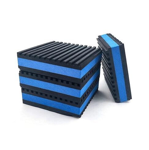 Easyflex Anti Vibration Rubber Pads Blue Eva Foam Inside Vibration Isolation Pad for Chillers, HVAC, Air Compressor, Washer and Dryer, Air Conditioner Units, Pack of 4 (3" x 3" x 7/8") in Kuwait