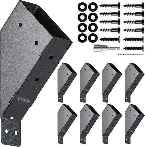AJOVW-4 قطع دعامة دعم زاوية العريشة، مناسبة للأعمدة الخشبية الداعمة مقاس 10.16 سم × 10.16 سم (الحجم الفعلي: 8.89 سم × 8.89 سم)، مناسبة للشرائح وشرفات المراقبة والمرائب والطوابق والمظلات والباحات والمشاهد الأخرى. in Kuwait