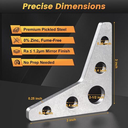 A572 Grade 50 Weld On Gussets 8 Pack 3"x3"x1/4" Steel Triangle Braces Vibratory Polished High Strength Corner Supports for Welding Tables Roll Cages and Trailers Non Galvanized Safe Welding in Saudi Arabia
