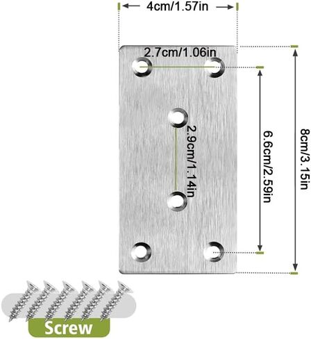 10PCS Flat Joining Metal Plates Brackets with 60 Screws for Wood Railway Sleeper Brackets 80mm in Saudi Arabia