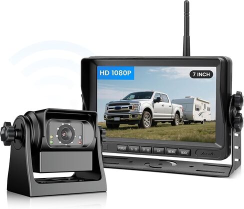 EWAY Wireless WiFi Magnetic Backup Camera 7" IPS Monitor HD 1080P Rechargeable Battery No Wiring - Rear View Reverse Monitoring Hitch Camera for Car Truck Pickup RV Camper 5th Wheel Horse Boat Trailer in Saudi Arabia