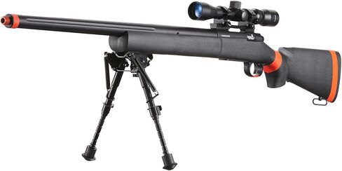 بندقية قنص لانسر التكتيكية M24 Bolt Action Spring Powered Airsoft مع نطاق وBipod يصل إلى 500 إطارًا في الثانية (ملولبة) - متوافقة مع كاليفورنيا in Kuwait