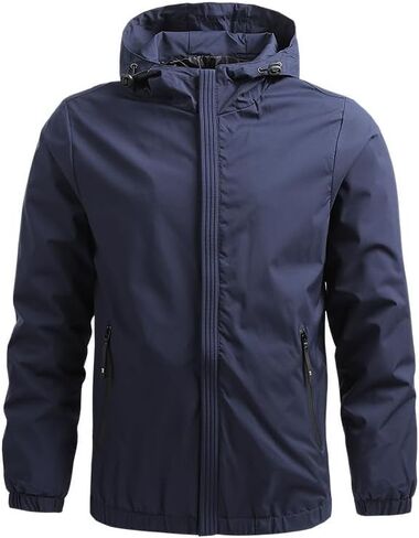 Men's Lightweight Windbreaker Jacket - Water-Resistant Softshell Coat, Warm Fleece Lined for Hiking, Travel and Casual Skiing in Saudi Arabia