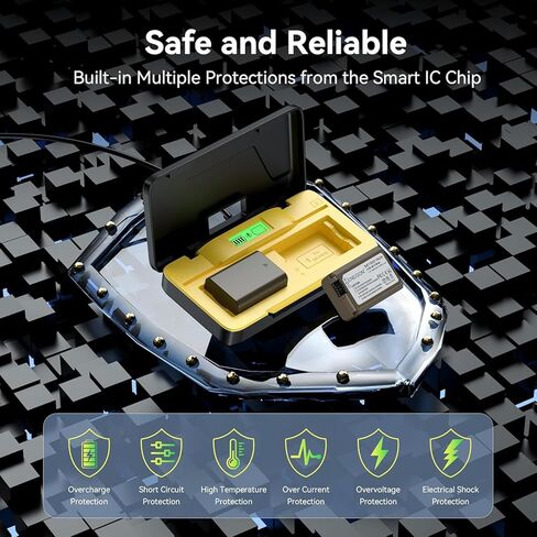 ENEGON NP-FW50 20W Dual Battery Storage and Quick Charger Set for ZV-E10, A6000, A6500, A6300, A6400, A5000, A5100, A55, A7, A7II, A7RII, A7SII, A7S, A7S2, A7R, A7R2, LCD Display in Kuwait