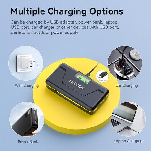 ENEGON NP-FW50 20W Dual Battery Storage and Quick Charger Set for ZV-E10, A6000, A6500, A6300, A6400, A5000, A5100, A55, A7, A7II, A7RII, A7SII, A7S, A7S2, A7R, A7R2, LCD Display in Kuwait