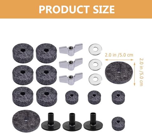 TIDTALEO 21pcs Drum Cymbal Felt Pads Set Non-Slip Gray Felt Cymbal Replacement Accessories for Drum Kit Practical Stand Suitable for Beginner and Professional Drummers in Saudi Arabia