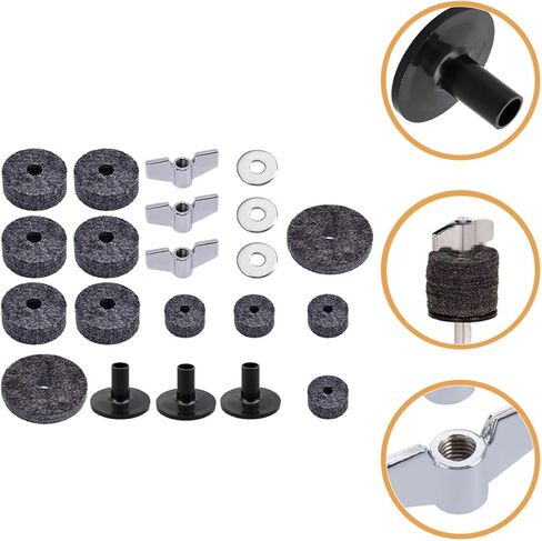 TIDTALEO 21pcs Drum Cymbal Felt Pads Set Non-Slip Gray Felt Cymbal Replacement Accessories for Drum Kit Practical Stand Suitable for Beginner and Professional Drummers in Saudi Arabia