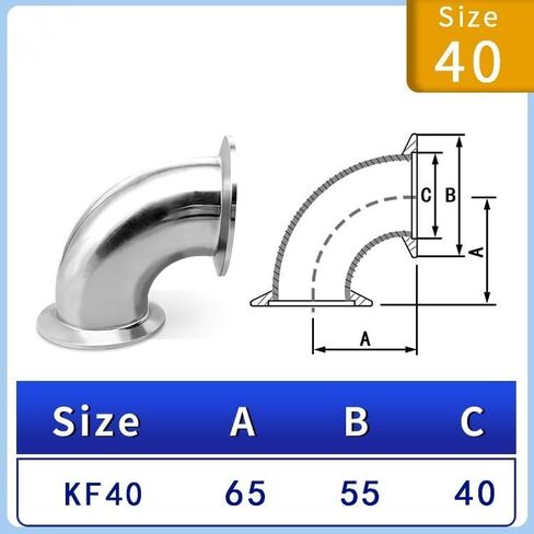 تركيب الفراغ، موصل فراغ KF، الفولاذ المقاوم للصدأ 304 90 درجة KF40 تركيبات فراغ الكوع ISO-KF حجم الحافة NW40 in Kuwait