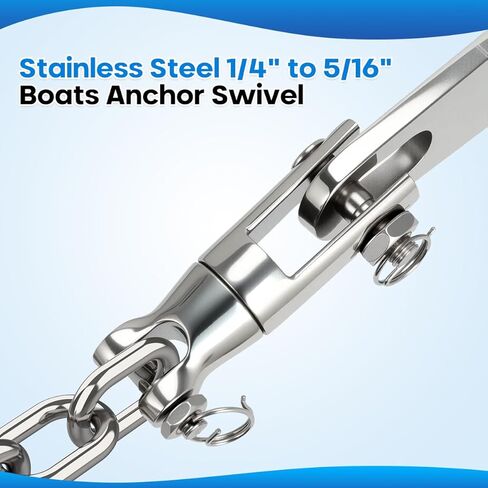 حبل مرساة مرساة، 1/2 بوصة حبل مرساة/خط 100 قدم مع سلسلة مرساة 1/4 بوصة 10 أقدام وموصل دوار، سلسلة بحرية قصيرة الارتباط من الفولاذ المقاوم للصدأ G4 316 مع حبل نايلون ثلاثي الأشرطة in Kuwait