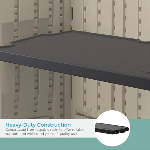 Suncast 2 Pack Vertical Shed Shelf Kit, Space Saving Shelving for Wall Mount Outdoor Storage Structures, 27.75" W x 14.5" D x 1.25" H, Black in Kuwait